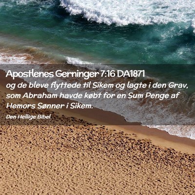 Picture 02 - Apostlenes Gerninger 7:16 DA1871 - og de bleve flyttede til Sikem og lagte i den - Bible Verse Picture