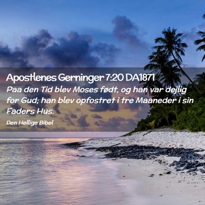 Picture 02 - Apostlenes Gerninger 7:20 DA1871 - Paa den Tid blev Moses født, og han var dejlig - Bible Verse Picture