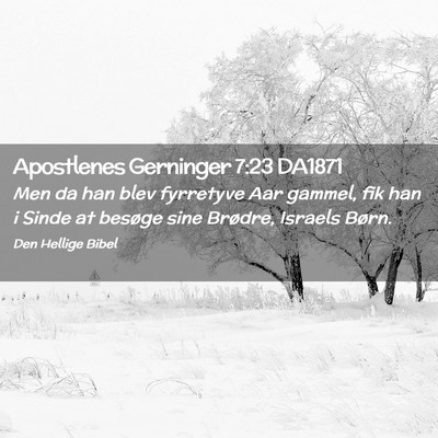 Picture 02 - Apostlenes Gerninger 7:23 DA1871 - Men da han blev fyrretyve Aar gammel, fik han i - Bible Verse Picture