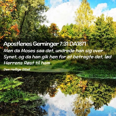 Picture 02 - Apostlenes Gerninger 7:31 DA1871 - Men da Moses saa det, undrede han sig over Synet, - Bible Verse Picture