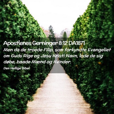 Picture 02 - Apostlenes Gerninger 8:12 DA1871 - Men da de troede Filip, som forkyndte Evangeliet - Bible Verse Picture