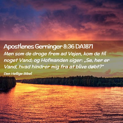Picture 02 - Apostlenes Gerninger 8:36 DA1871 - Men som de droge frem ad Vejen, kom de til noget - Bible Verse Picture