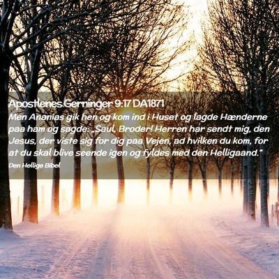 Picture 02 - Apostlenes Gerninger 9:17 DA1871 - Men Ananias gik hen og kom ind i Huset og lagde - Bible Verse Picture