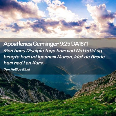 Picture 02 - Apostlenes Gerninger 9:25 DA1871 - Men hans Disciple toge ham ved Nattetid og bragte - Bible Verse Picture