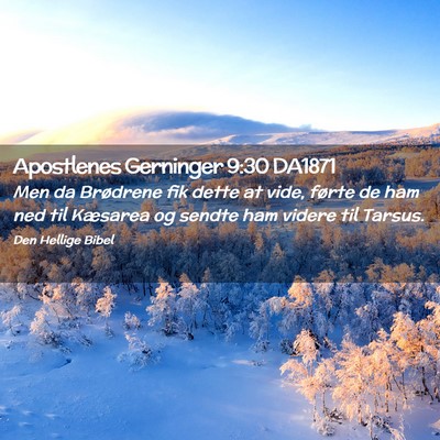 Picture 02 - Apostlenes Gerninger 9:30 DA1871 - Men da Brødrene fik dette at vide, førte de ham - Bible Verse Picture