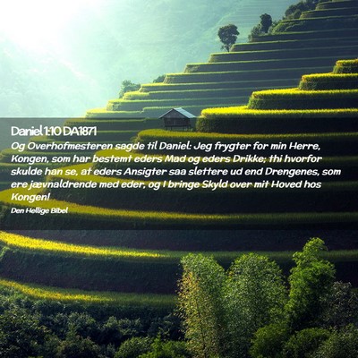 Picture 02 - Daniel 1:10 DA1871 - Og Overhofmesteren sagde til Daniel: Jeg frygter - Bible Verse Picture