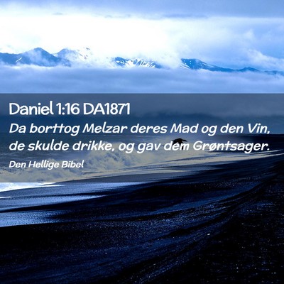Picture 02 - Daniel 1:16 DA1871 - Da borttog Melzar deres Mad og den Vin, de skulde - Bible Verse Picture