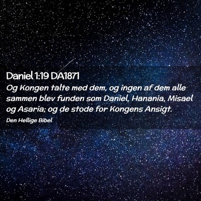 Picture 02 - Daniel 1:19 DA1871 - Og Kongen talte med dem, og ingen af dem alle - Bible Verse Picture