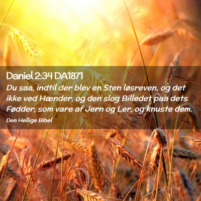 Picture 02 - Daniel 2:34 DA1871 - Du saa, indtil der blev en Sten løsreven, og det - Bible Verse Picture
