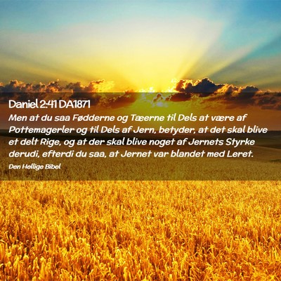Picture 02 - Daniel 2:41 DA1871 - Men at du saa Fødderne og Tæerne til Dels at - Bible Verse Picture