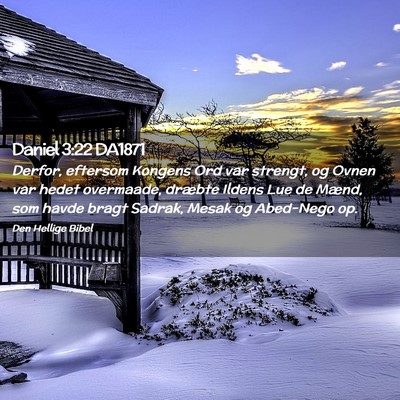 Picture 02 - Daniel 3:22 DA1871 - Derfor, eftersom Kongens Ord var strengt, og - Bible Verse Picture