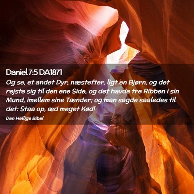Picture 02 - Daniel 7:5 DA1871 - Og se, et andet Dyr, næstefter, ligt en Bjørn, - Bible Verse Picture