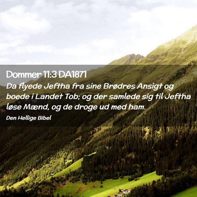 Picture 02 - Dommer 11:3 DA1871 - Da flyede Jeftha fra sine Brødres Ansigt og - Bible Verse Picture