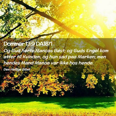Picture 02 - Dommer 13:9 DA1871 - Og Gud hørte Manoas Bøst; og Guds Engel kom - Bible Verse Picture