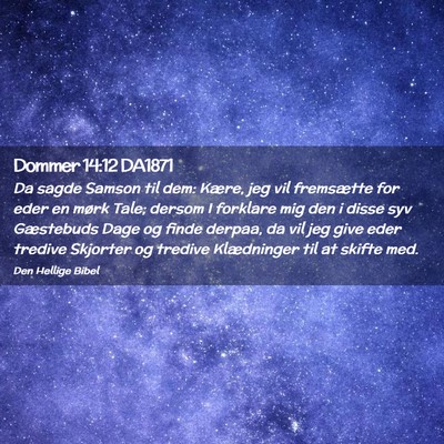 Picture 02 - Dommer 14:12 DA1871 - Da sagde Samson til dem: Kære, jeg vil - Bible Verse Picture