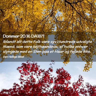 Picture 02 - Dommer 20:16 DA1871 - Iblandt alt dette Folk vare syv Hundrede udvalgte - Bible Verse Picture