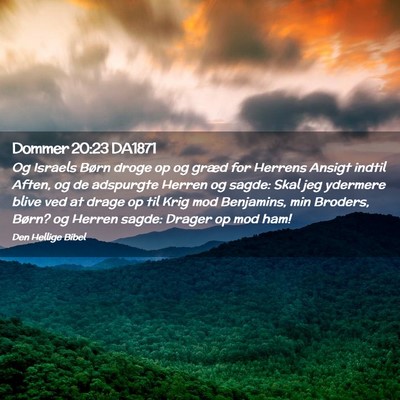 Picture 02 - Dommer 20:23 DA1871 - Og Israels Børn droge op og græd for Herrens - Bible Verse Picture