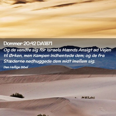 Picture 02 - Dommer 20:42 DA1871 - Og de vendte sig for Israels Mænds Ansigt ad - Bible Verse Picture
