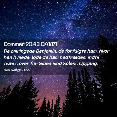 Picture 02 - Dommer 20:43 DA1871 - De omringede Benjamin, de forfulgte ham; hvor han - Bible Verse Picture