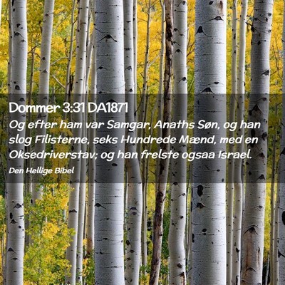 Picture 02 - Dommer 3:31 DA1871 - Og efter ham var Samgar, Anaths Søn, og han slog - Bible Verse Picture