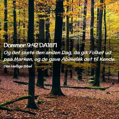 Picture 02 - Dommer 9:42 DA1871 - Og det skete den anden Dag, da gik Folket ud paa - Bible Verse Picture