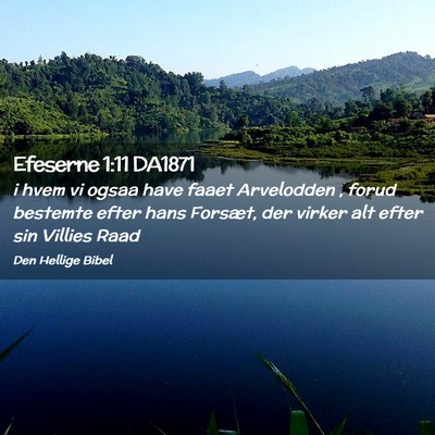 Picture 02 - Efeserne 1:11 DA1871 - i hvem vi ogsaa have faaet Arvelodden , forud - Bible Verse Picture