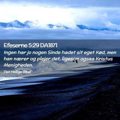 Picture 02 - Efeserne 5:29 DA1871 - Ingen har jo nogen Sinde hadet sit eget Kød, men - Bible Verse Picture