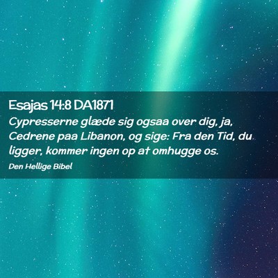 Picture 02 - Esajas 14:8 DA1871 - Cypresserne glæde sig ogsaa over dig, ja, - Bible Verse Picture