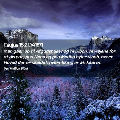 Picture 02 - Esajas 15:2 DA1871 - Man gaar op til Afgudshuset og til Dibon, til - Bible Verse Picture