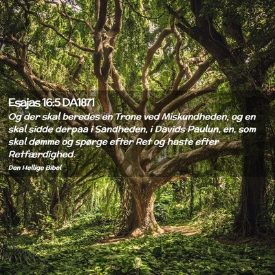 Picture 02 - Esajas 16:5 DA1871 - Og der skal beredes en Trone ved Miskundheden, og - Bible Verse Picture