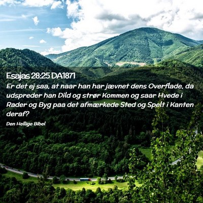 Picture 02 - Esajas 28:25 DA1871 - Er det ej saa, at naar han har jævnet dens - Bible Verse Picture