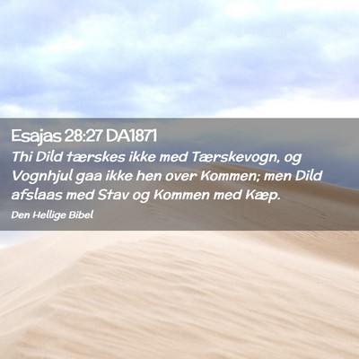 Picture 02 - Esajas 28:27 DA1871 - Thi Dild tærskes ikke med Tærskevogn, og - Bible Verse Picture