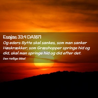 Picture 02 - Esajas 33:4 DA1871 - Og eders Bytte skal sankes, som man sanker - Bible Verse Picture