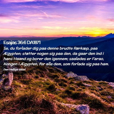 Picture 02 - Esajas 36:6 DA1871 - Se, du forlader dig paa denne brudte Rørkæp, - Bible Verse Picture