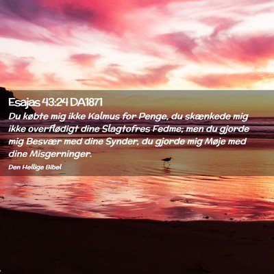 Picture 02 - Esajas 43:24 DA1871 - Du købte mig ikke Kalmus for Penge, du skænkede - Bible Verse Picture