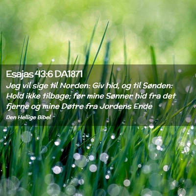 Picture 02 - Esajas 43:6 DA1871 - Jeg vil sige til Norden: Giv hid, og til Sønden: - Bible Verse Picture