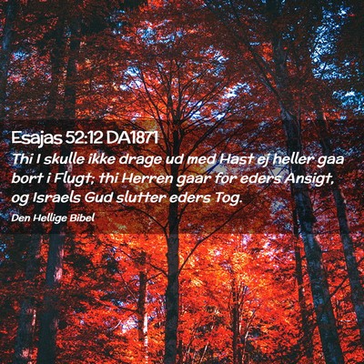 Picture 02 - Esajas 52:12 DA1871 - Thi I skulle ikke drage ud med Hast ej heller gaa - Bible Verse Picture