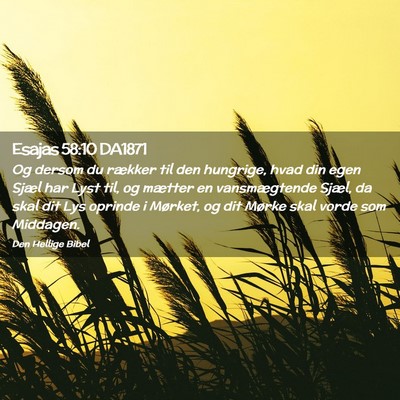 Picture 02 - Esajas 58:10 DA1871 - Og dersom du rækker til den hungrige, hvad din - Bible Verse Picture