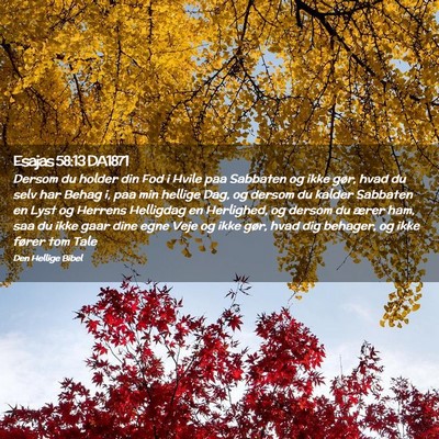 Picture 02 - Esajas 58:13 DA1871 - Dersom du holder din Fod i Hvile paa Sabbaten og - Bible Verse Picture