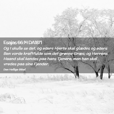 Picture 02 - Esajas 66:14 DA1871 - Og I skulle se det, og eders Hjerte skal glædes - Bible Verse Picture