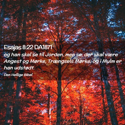 Picture 02 - Esajas 8:22 DA1871 - og han skal se til Jorden, men se, der skal være - Bible Verse Picture