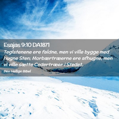 Picture 02 - Esajas 9:10 DA1871 - Teglstenene ere faldne, men vi ville bygge med - Bible Verse Picture
