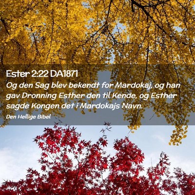 Picture 02 - Ester 2:22 DA1871 - Og den Sag blev bekendt for Mardokaj, og han gav - Bible Verse Picture