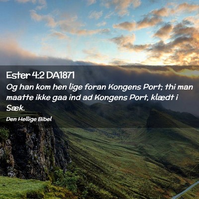 Picture 02 - Ester 4:2 DA1871 - Og han kom hen lige foran Kongens Port; thi man - Bible Verse Picture