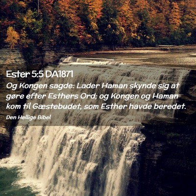 Picture 02 - Ester 5:5 DA1871 - Og Kongen sagde: Lader Haman skynde sig at gøre - Bible Verse Picture