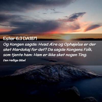 Picture 02 - Ester 6:3 DA1871 - Og Kongen sagde: Hvad Ære og Ophøjelse er der - Bible Verse Picture