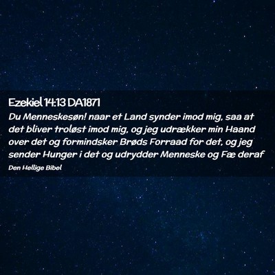 Picture 02 - Ezekiel 14:13 DA1871 - Du Menneskesøn! naar et Land synder imod mig, - Bible Verse Picture