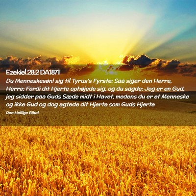 Picture 02 - Ezekiel 28:2 DA1871 - Du Menneskesøn! sig til Tyrus's Fyrste: Saa - Bible Verse Picture