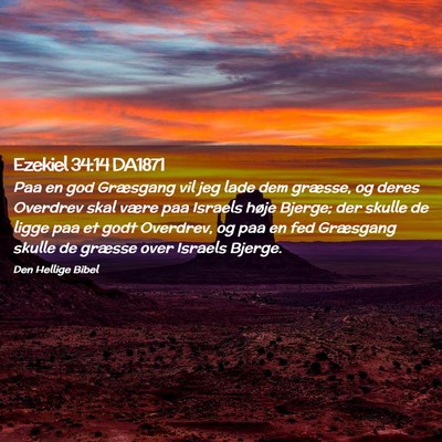Picture 02 - Ezekiel 34:14 DA1871 - Paa en god Græsgang vil jeg lade dem græsse, og - Bible Verse Picture