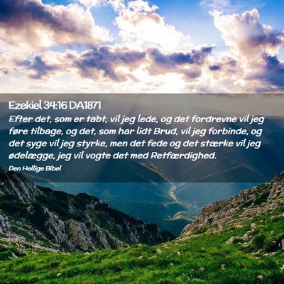 Picture 02 - Ezekiel 34:16 DA1871 - Efter det, som er tabt, vil jeg lede, og det - Bible Verse Picture
